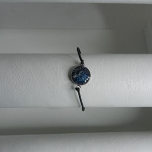 Bracelet "Fimo & Résine" Bleu outre mer et argenté REF/BRAFIM 04